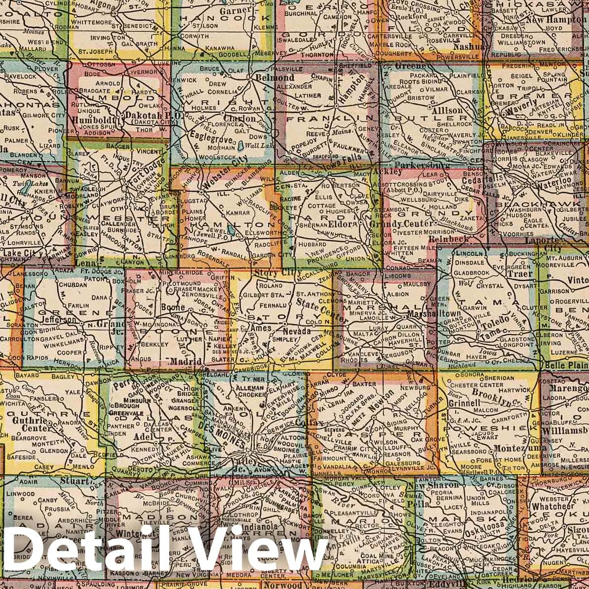 Iowa - Road Map, 1927 - Historical Map Print