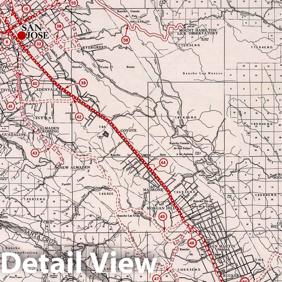 Santa Clara County, California - Road Map, 1935