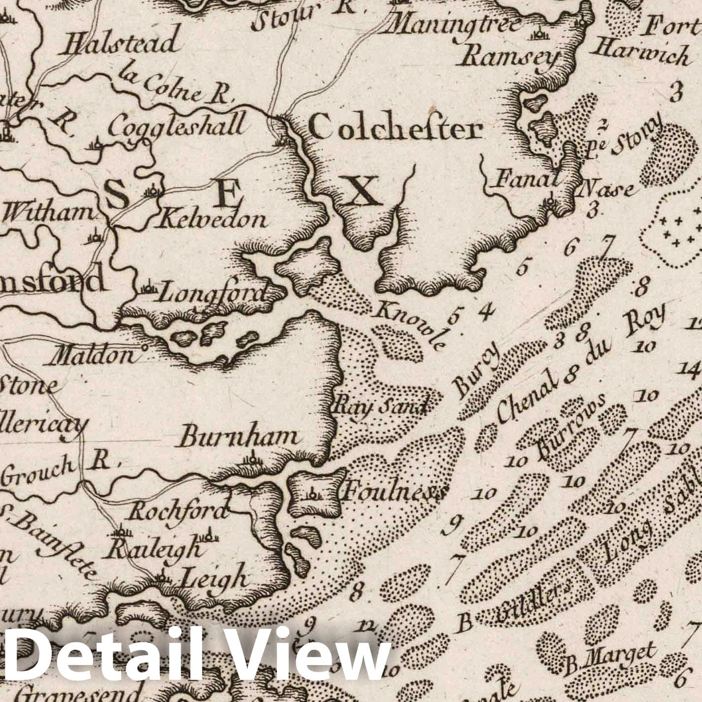 Thames River Entrances, England - Nautical Chart, 1764 - Historical Map Print