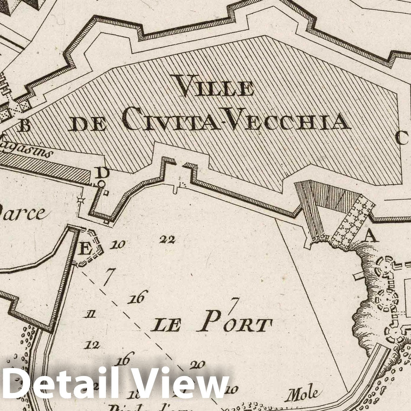 Civitavecchia, Italy - Nautical Chart, 1764 - Historical Map Print