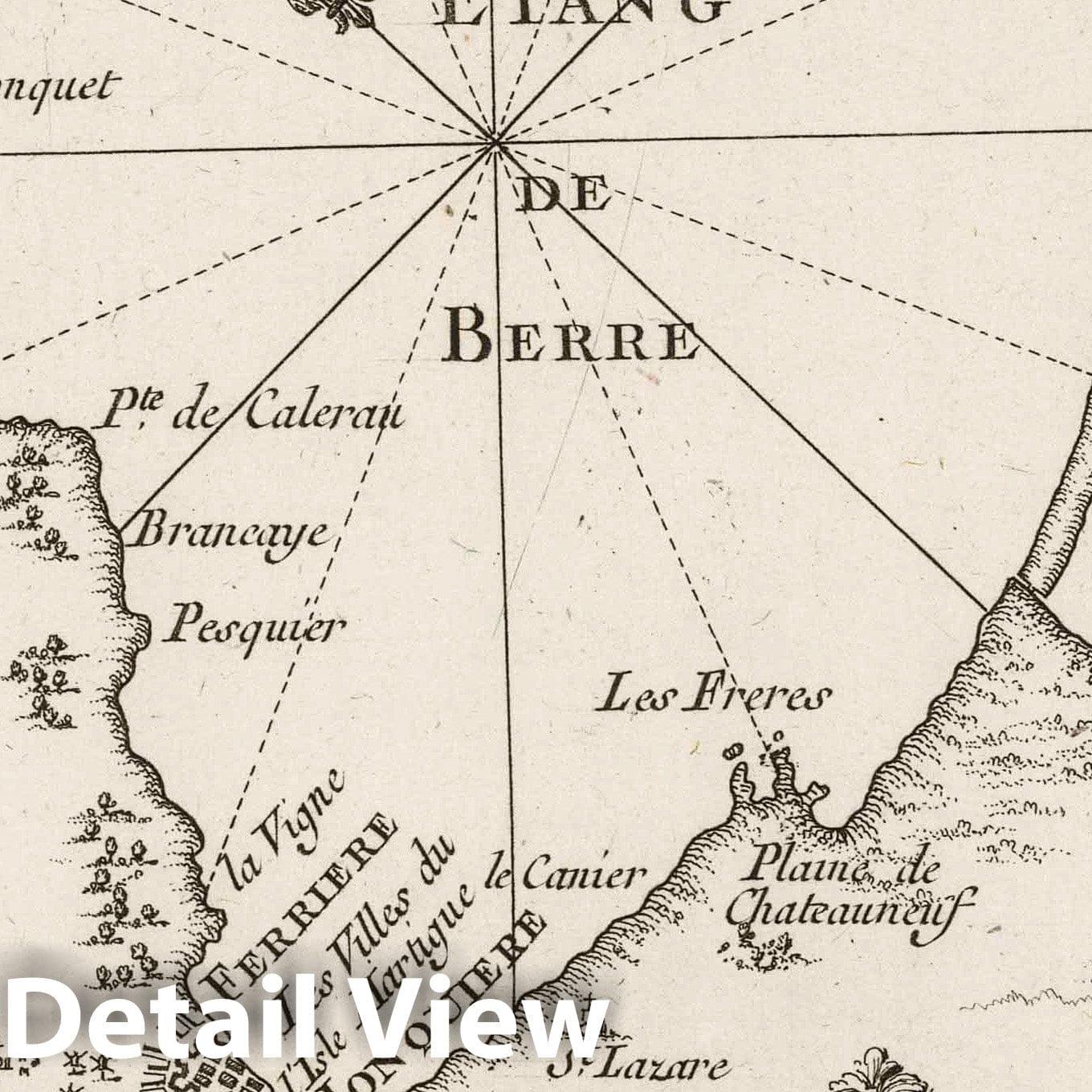 Historic Map : France , Martigues France, Provence 1764 Carte des Estangs de Berre, de Martigue et environs. , Vintage Wall Art