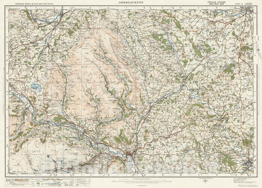 Historic Map : National Atlas - 1913 Sheet 91. Abergavenny. - Vintage Wall Art