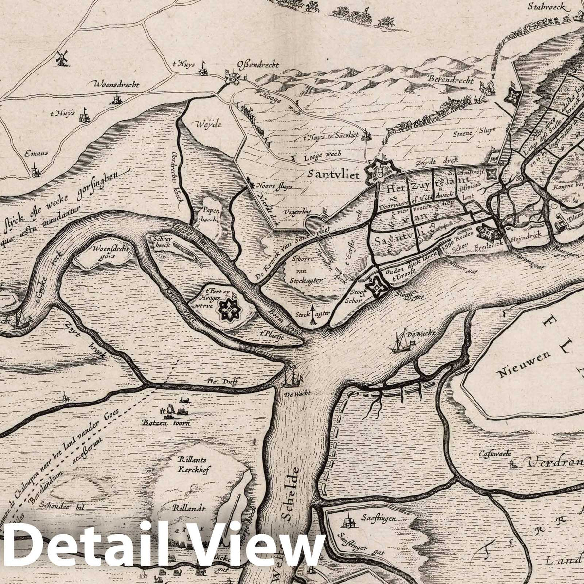 Antwerp, Belgium 1630 - Historical Map Print from Blaeu's Atlantis Appendix