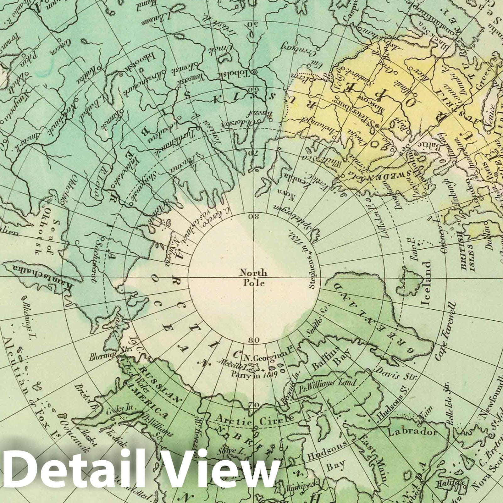 Northern Hemisphere - Railroad Map, 1848 - Historical Map Print