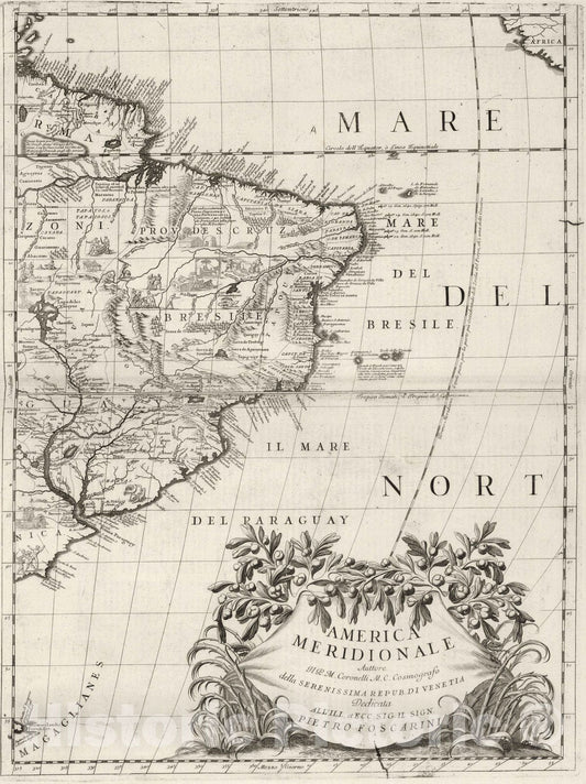 Historic Map : 1693 America Meridionale (eastern sheet). - Vintage Wall Art