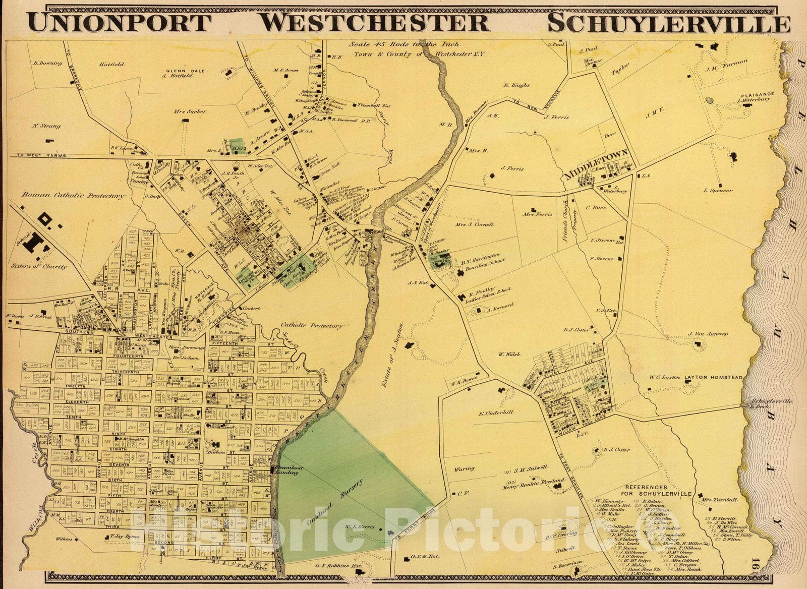 Historic Map : 1868 Unionport, Westchester, Schuylerville. - Vintage Wall Art