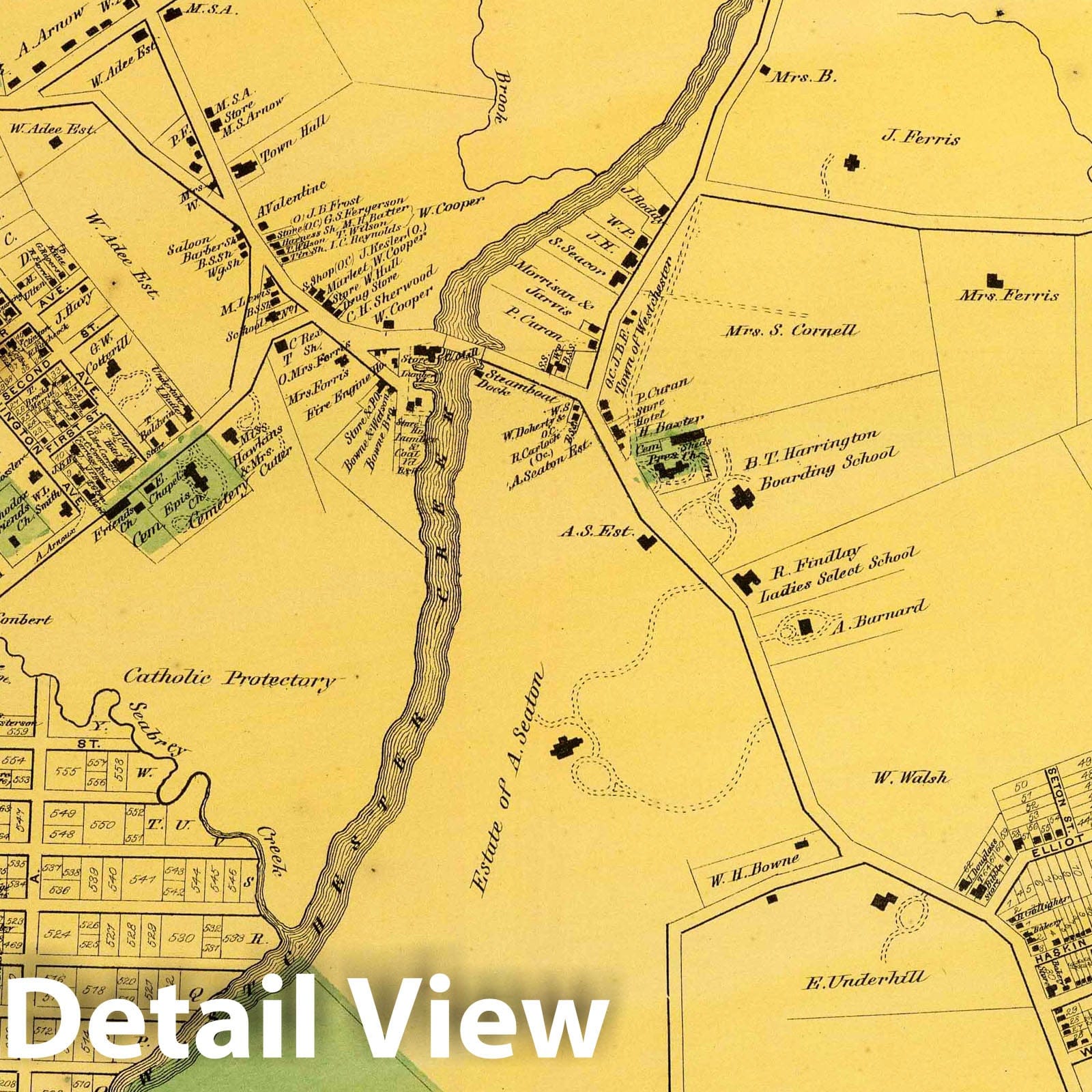 Unionport, Westchester, and Schuylerville, New York 1868 Historical Map Print