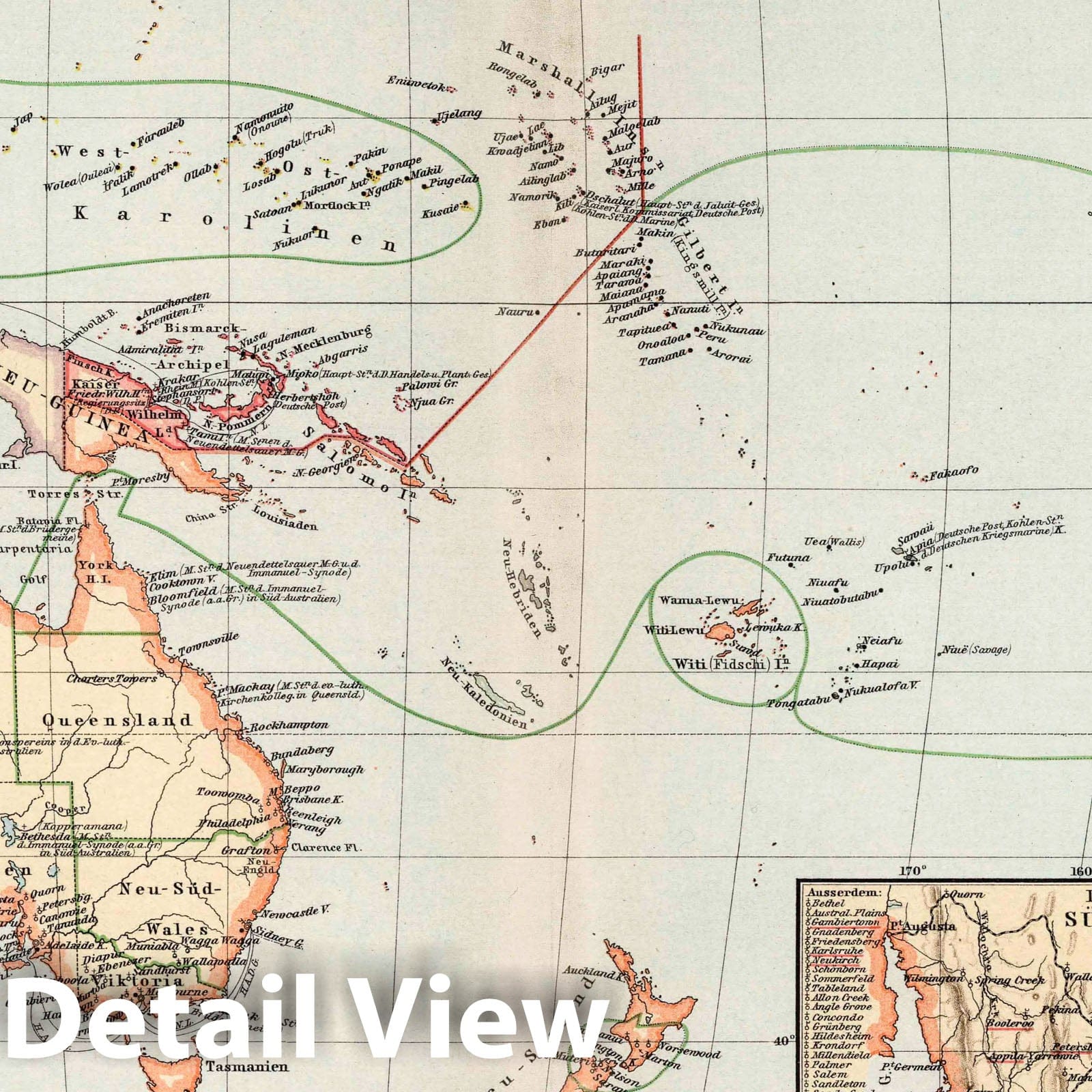 Germanism in Australia and Polynesia, 1894 - Historical Map Print