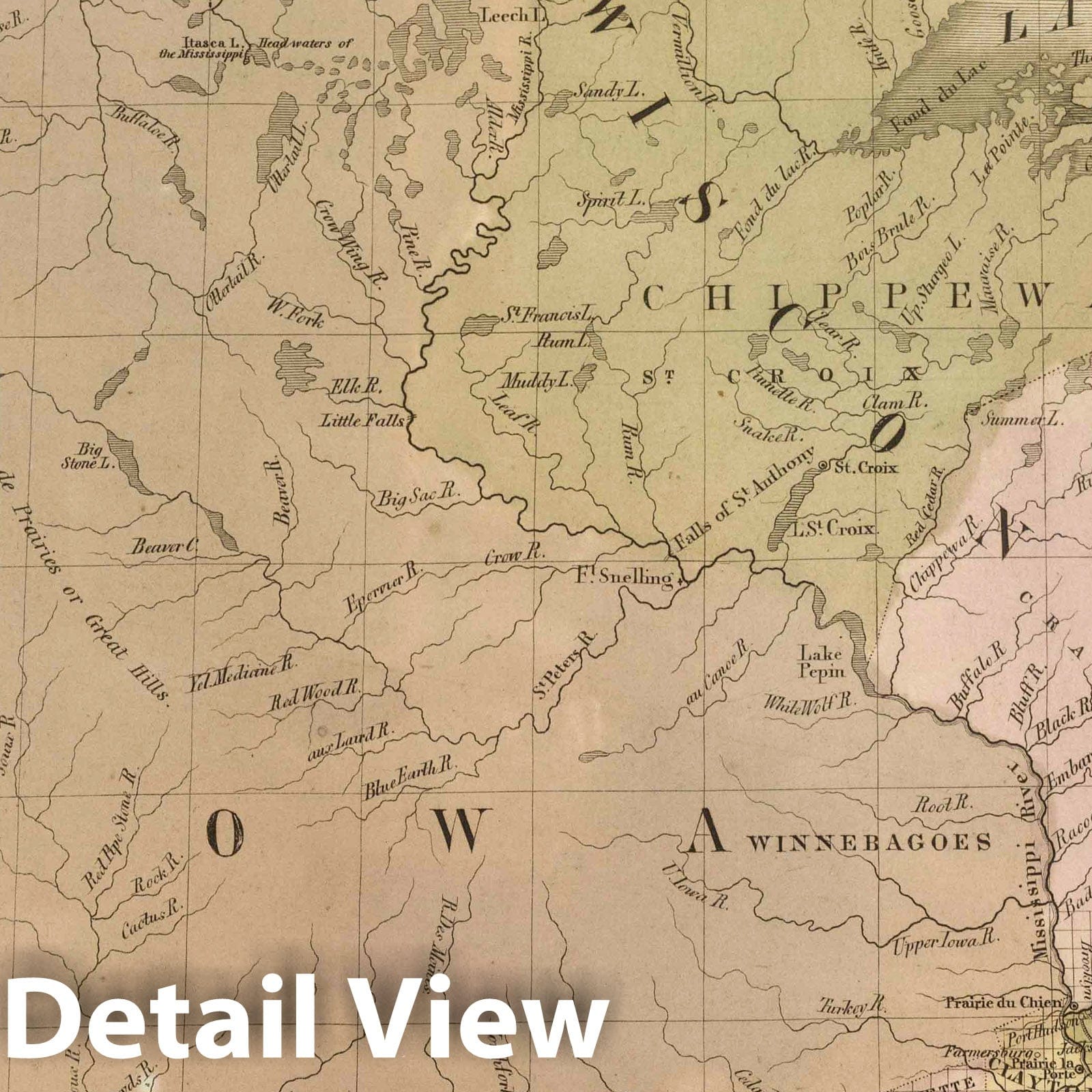 Wisconsin and Iowa - Railroad Map, 1848 - Historical Map Print