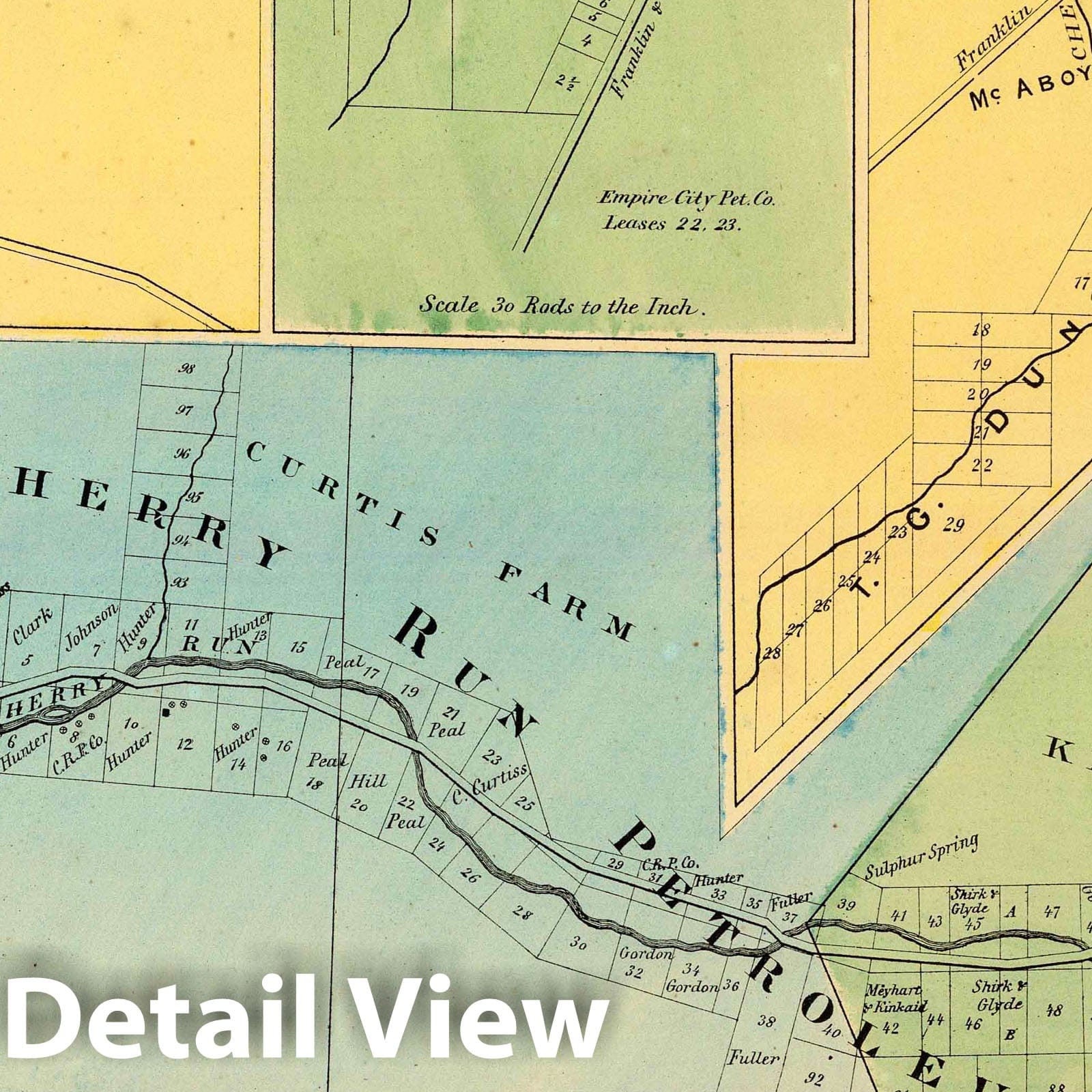 Cherry Run and Plumer, Pennsylvania - Oil Map, 1865 - Historical Reproduction