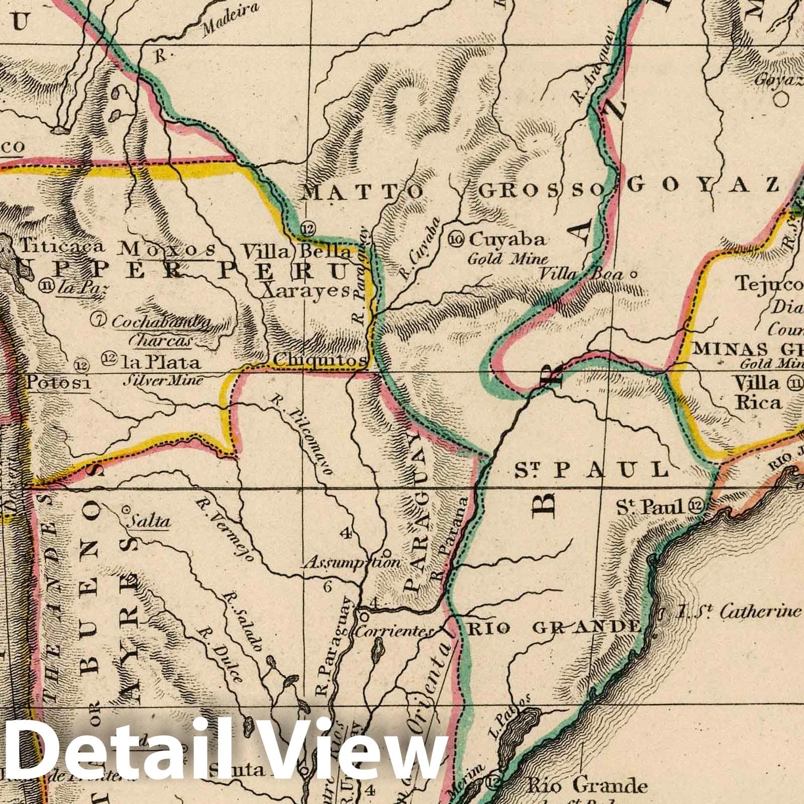South America - River Map, 1828 - Historical Map Reproduction