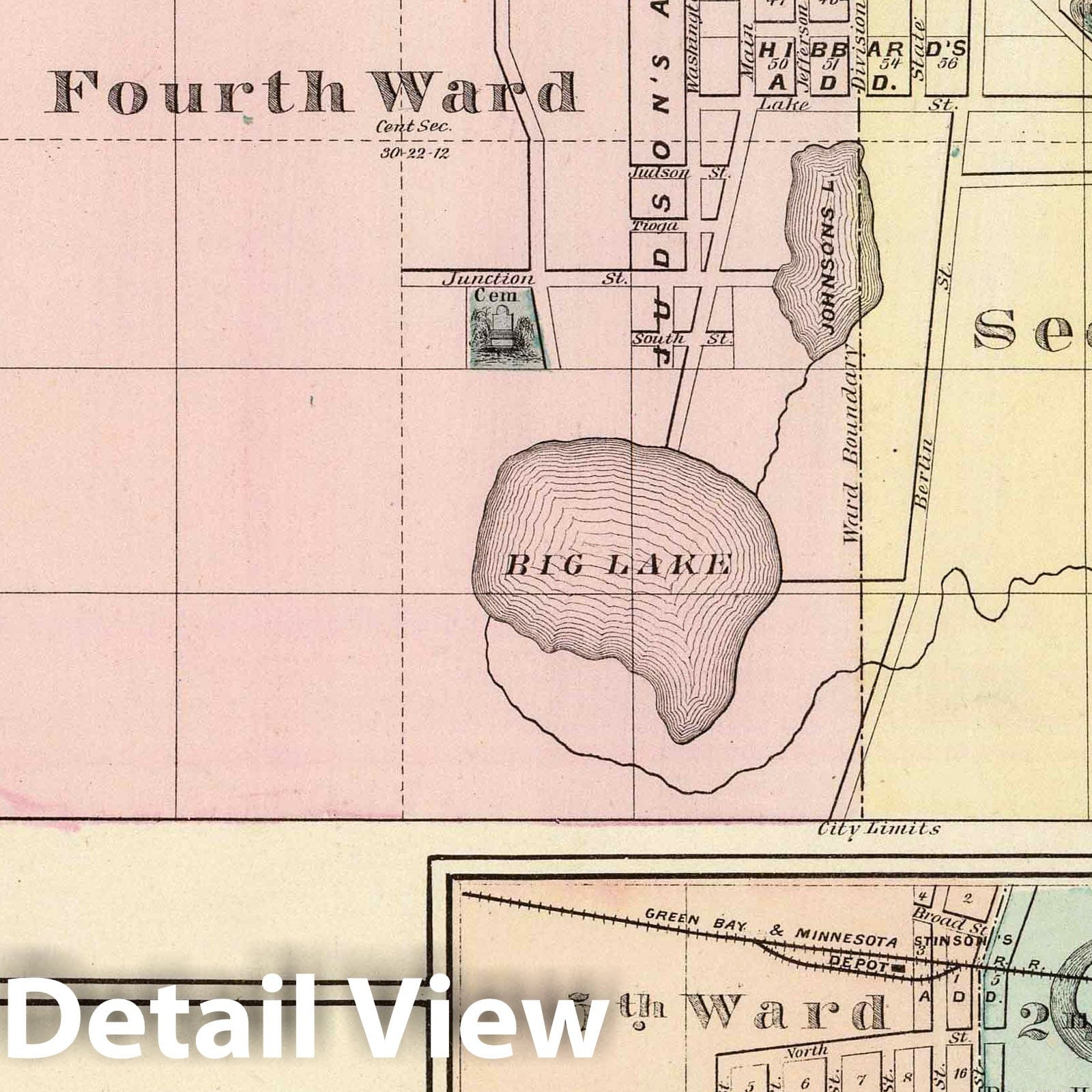 Waupaca, Winneconne, and New London, Wisconsin - 1878 Historical City Map