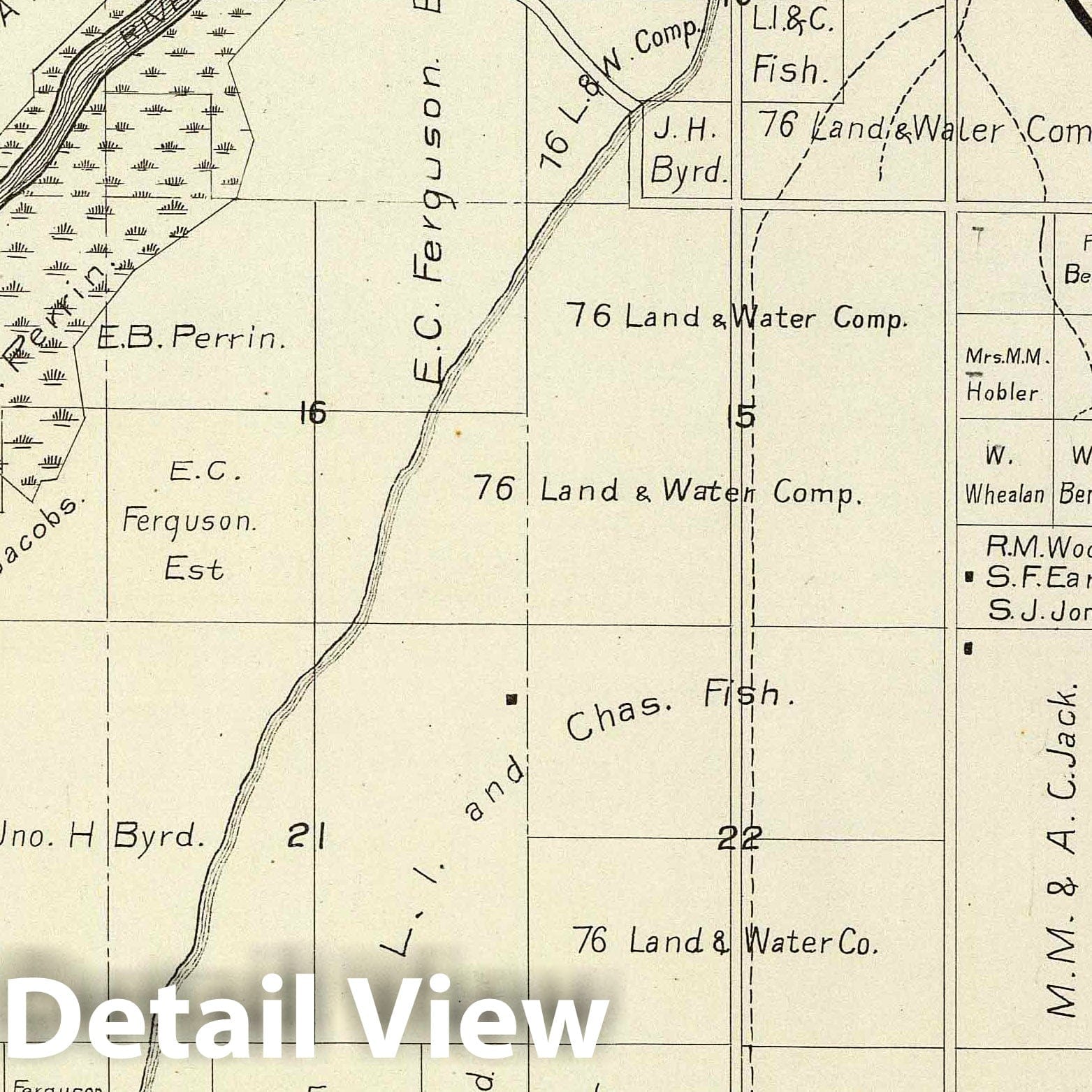 Fresno County - Survey Map, 1891 - Historical Cadastral Print