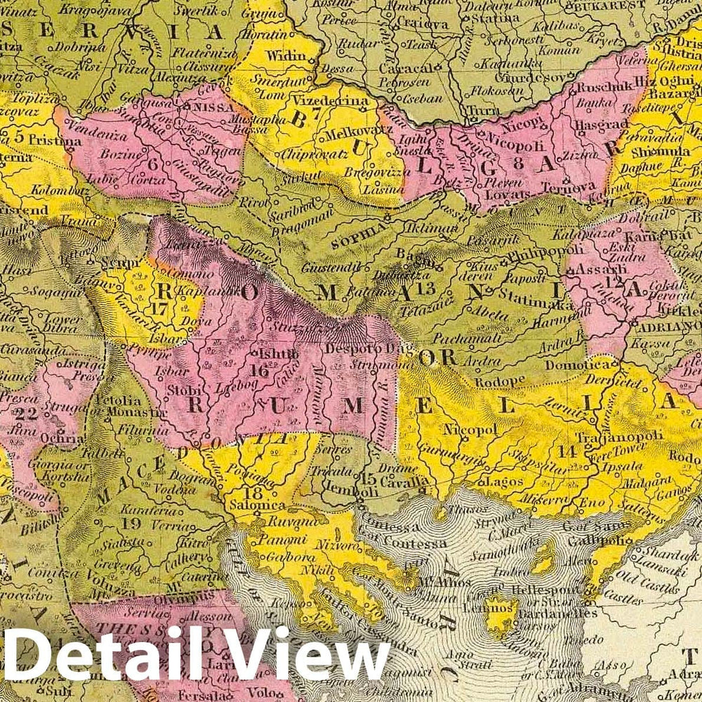 Historic Map : 1846 Turkey in Europe : Vintage Wall Art