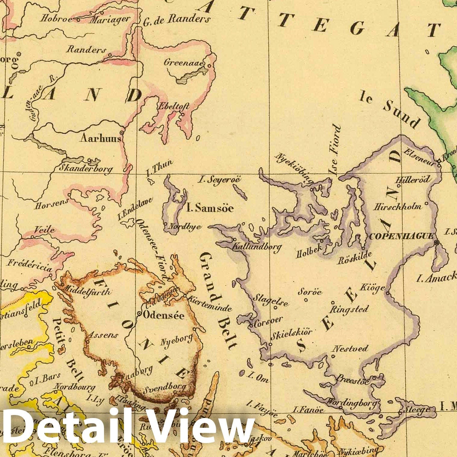 Denmark - Plate No. 44, 1837 - Hand-Colored Historical Map Print