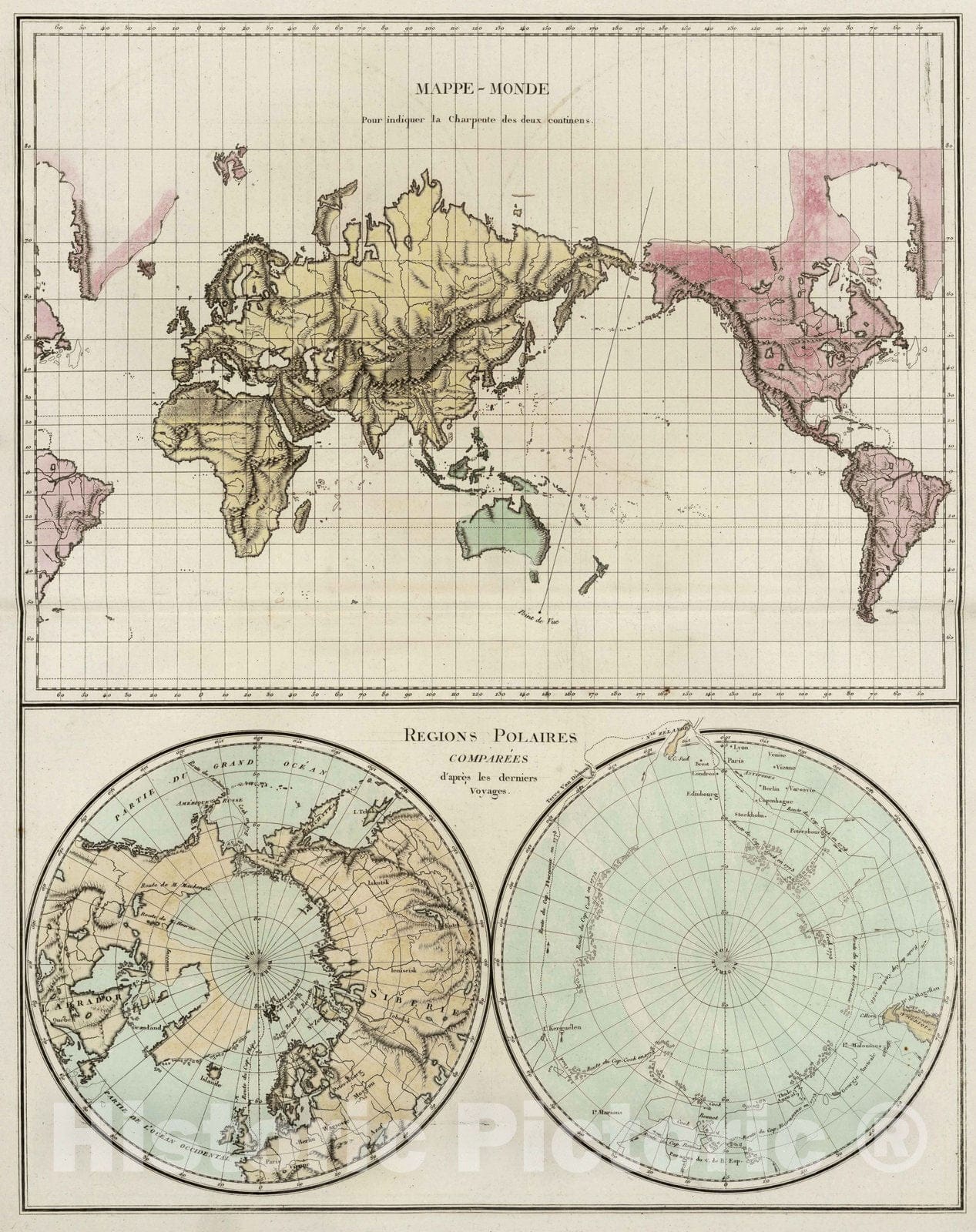 Historic Map : 1804 IV. Mappe - Monde. V. Regions Polaires. - Vintage Wall Art