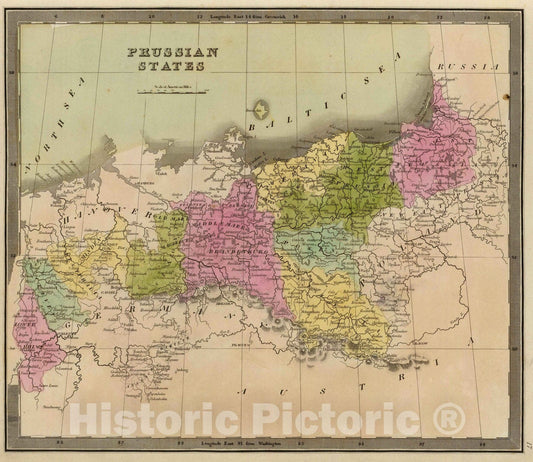 Historic Map : 1840 Prussian States. - Vintage Wall Art