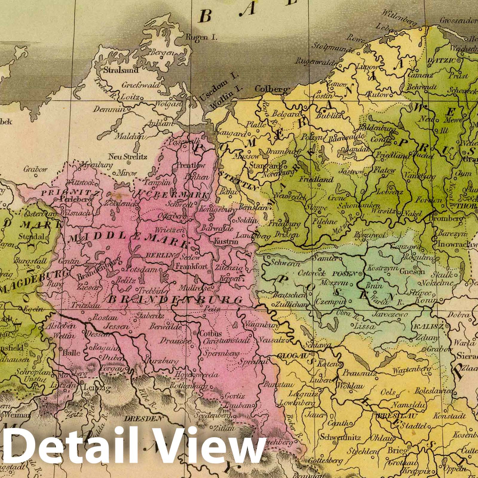 Prussia, Germany - Railroad Map, 1840 - Greenleaf's Universal Atlas
