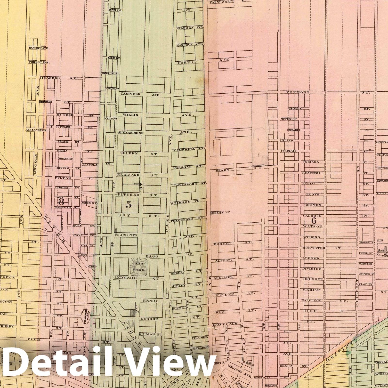 Detroit, Michigan - Railroad Map, 1873 - Historical Map Print