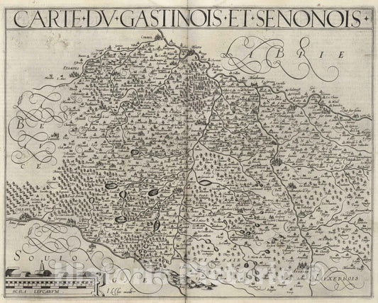 Historic Map : Ile-de-France , France 1632 Carte du Gastnois et Senonois. , Vintage Wall Art