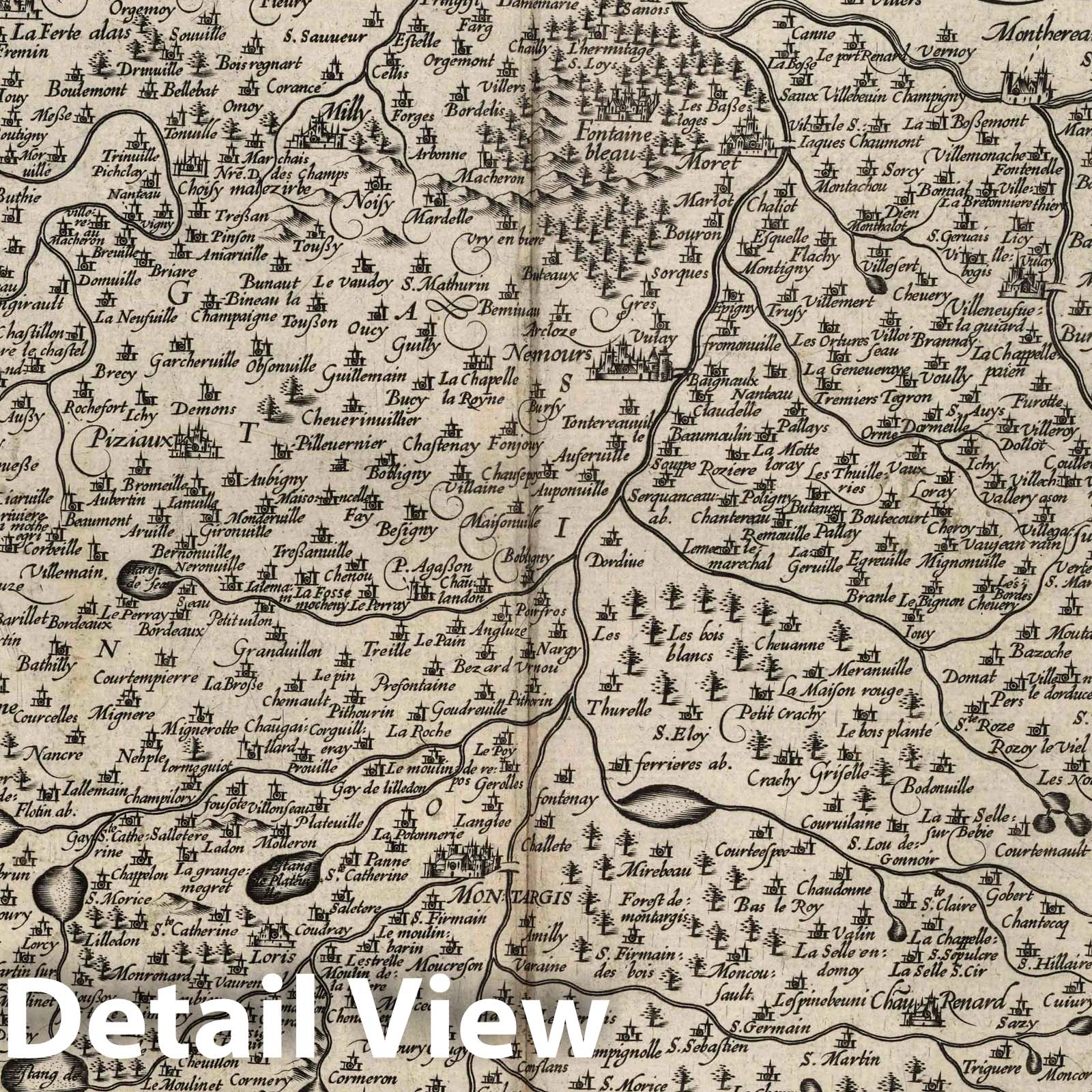 Gatinais and Senonais, France, 1632 Historical Map Print