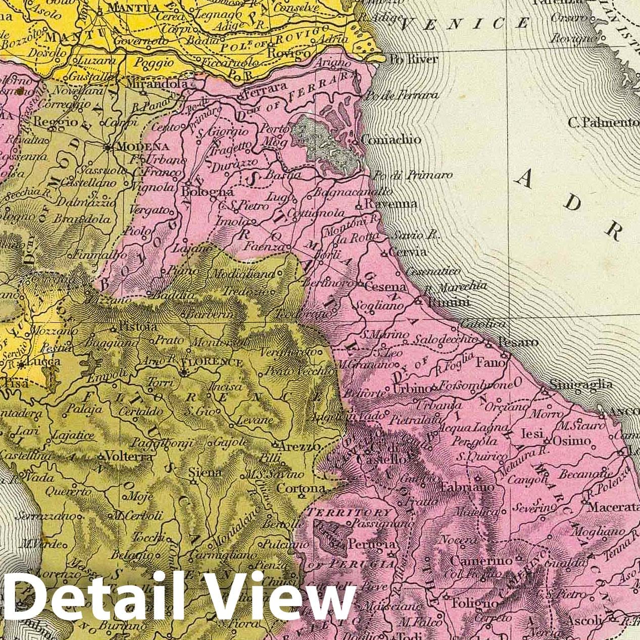 Italy, North Part, 1846 - Historical Map Print