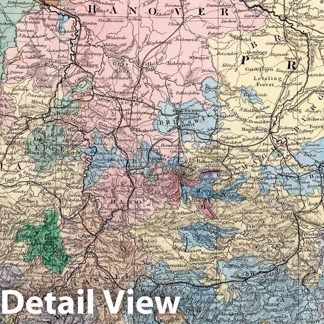 Germany: Holstein, Hanover, Mecklenburg, Saxony - Geologic Map, 1865
