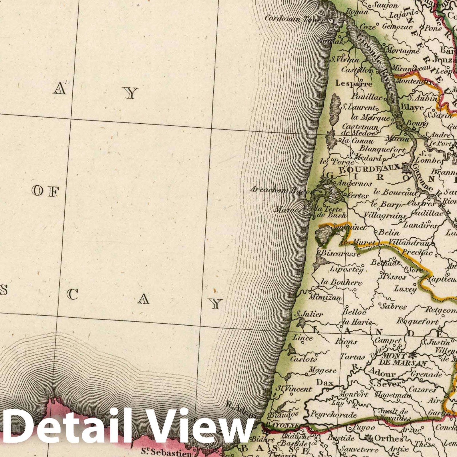 France, Southwest - River Map, 1817 - Arrowsmith Historical Map Print