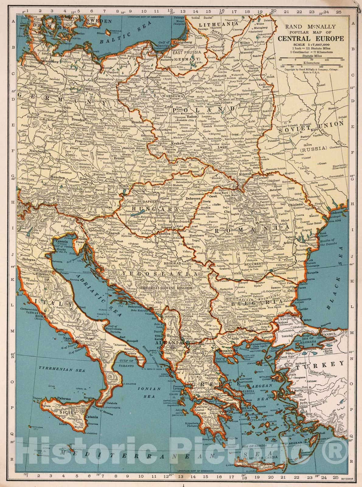 World War II: Central Europe - Military Map, 1939 - Rand McNally