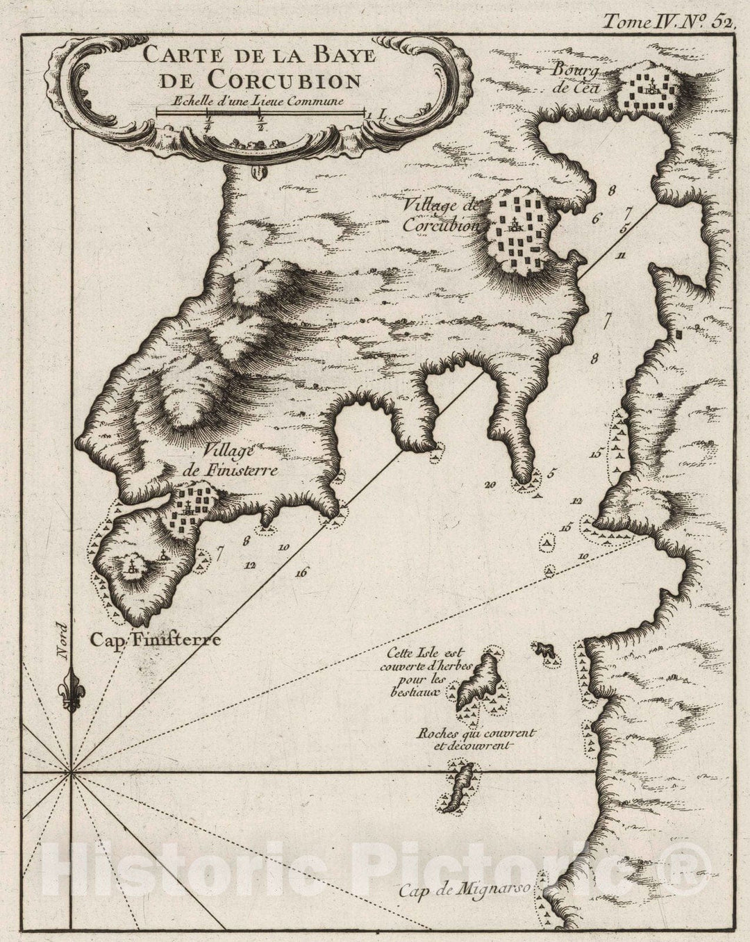 Historic Map : Spain, , Europe 1764 Carte De La Baye De Corcubion , Vintage Wall Art