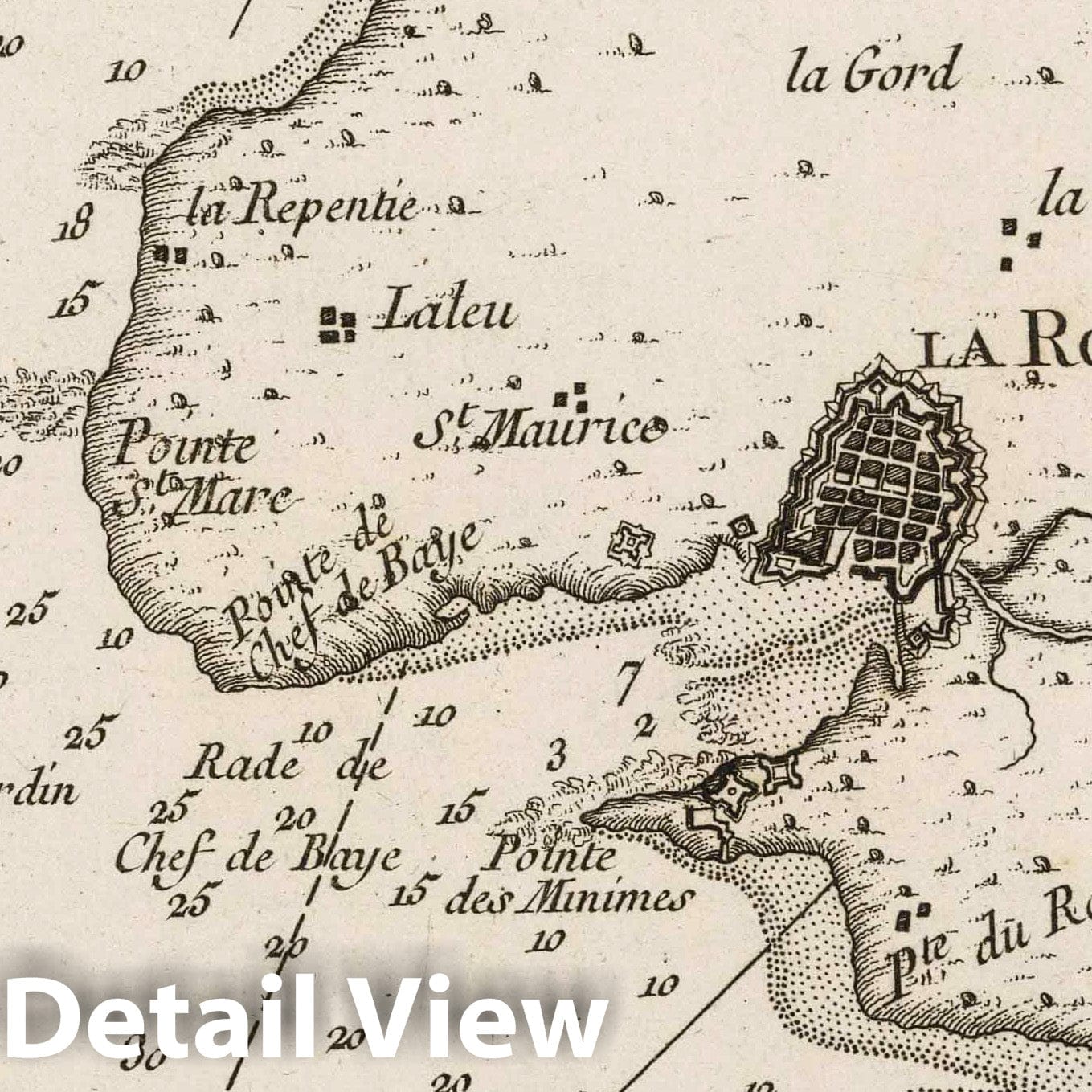 La Rochelle, France - Nautical Chart, 1764 - Historical Map Print