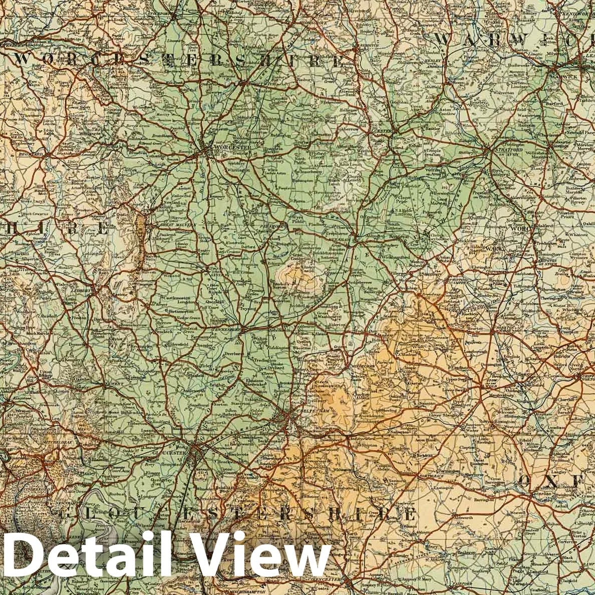 Midlands (South), England - Survey Map, 1924 - Historical Map Print