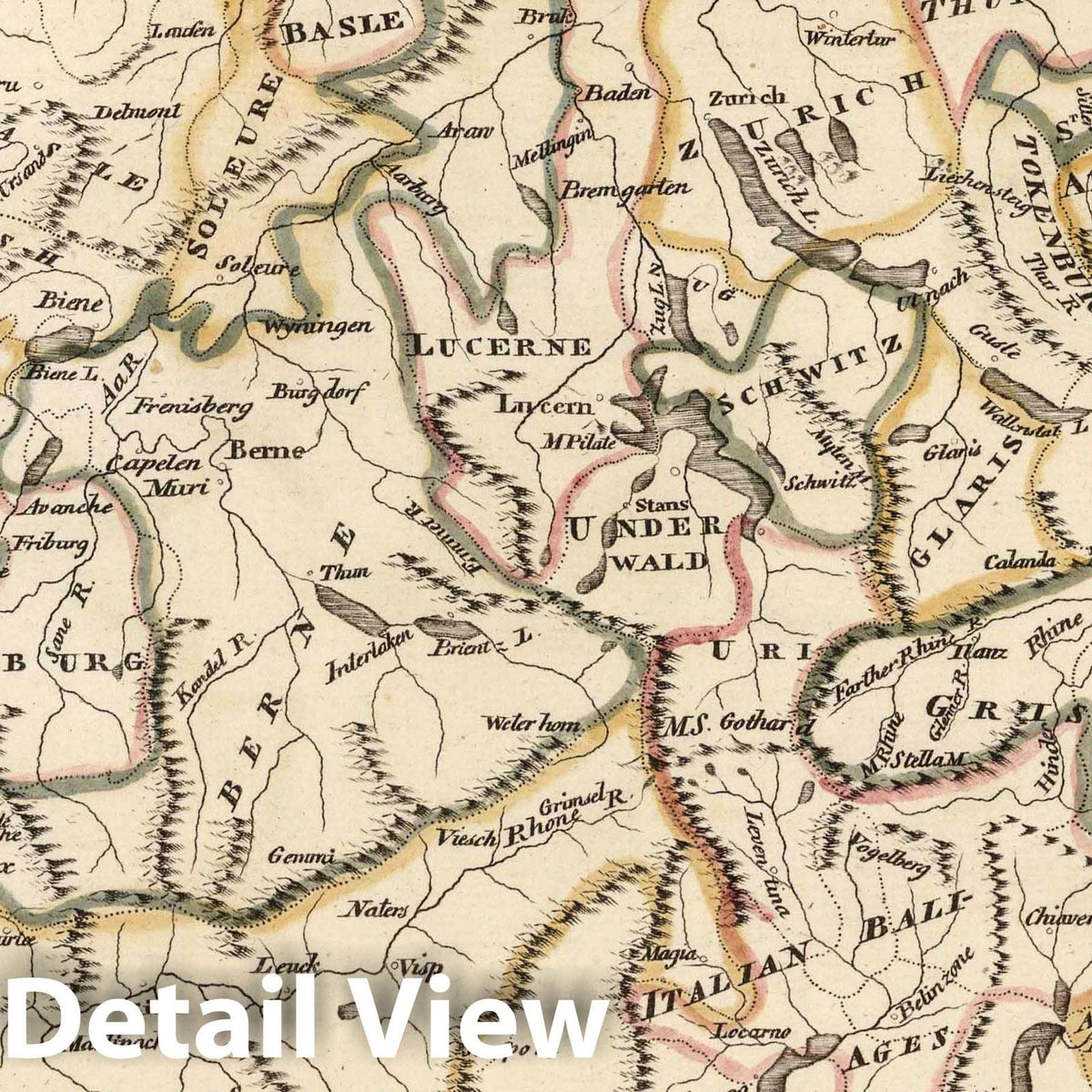 Switzerland, 1818 - Historical Map Print from Carey's General Atlas
