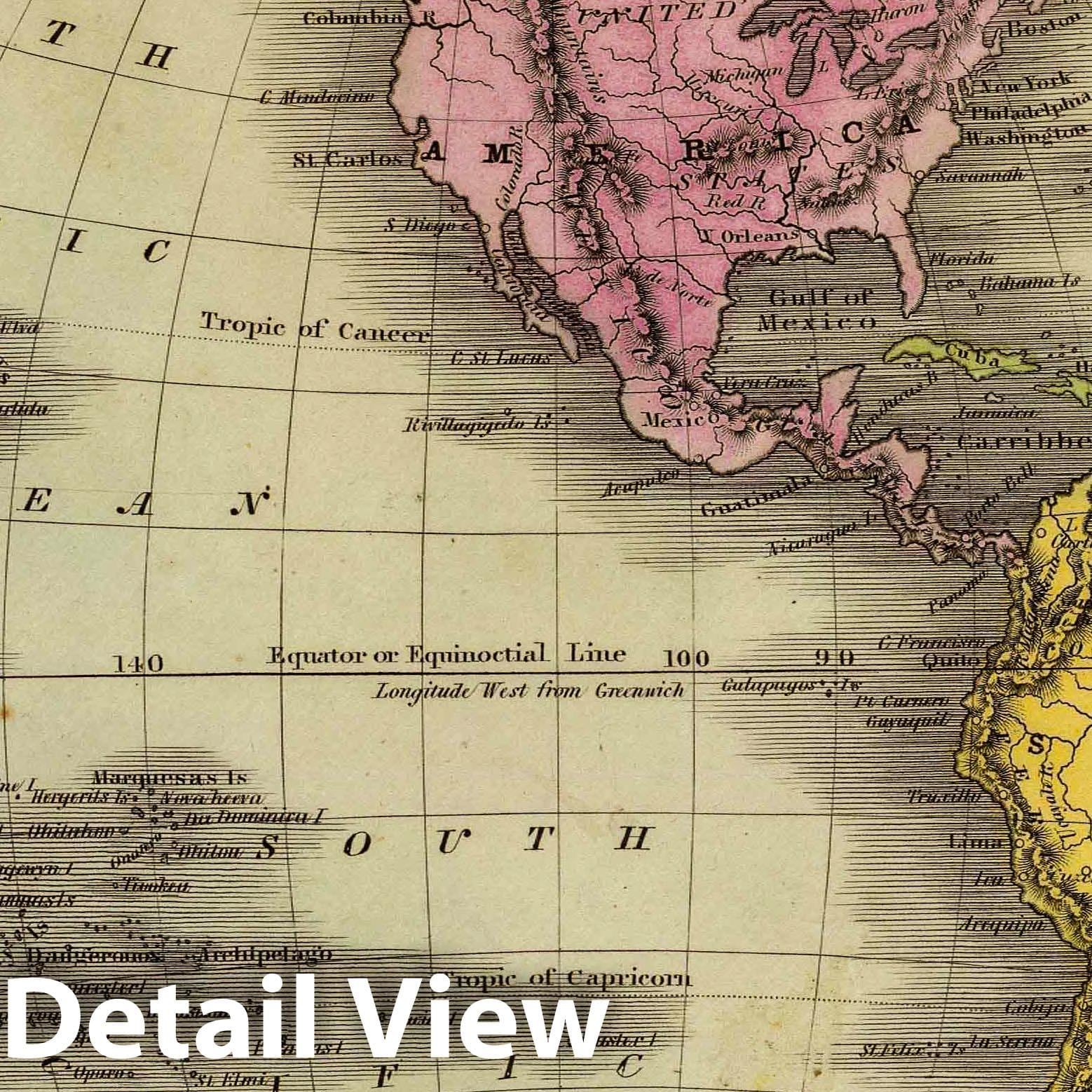 Western Hemisphere - Railroad Map, 1840 - Jeremiah Greenleaf Historical Atlas