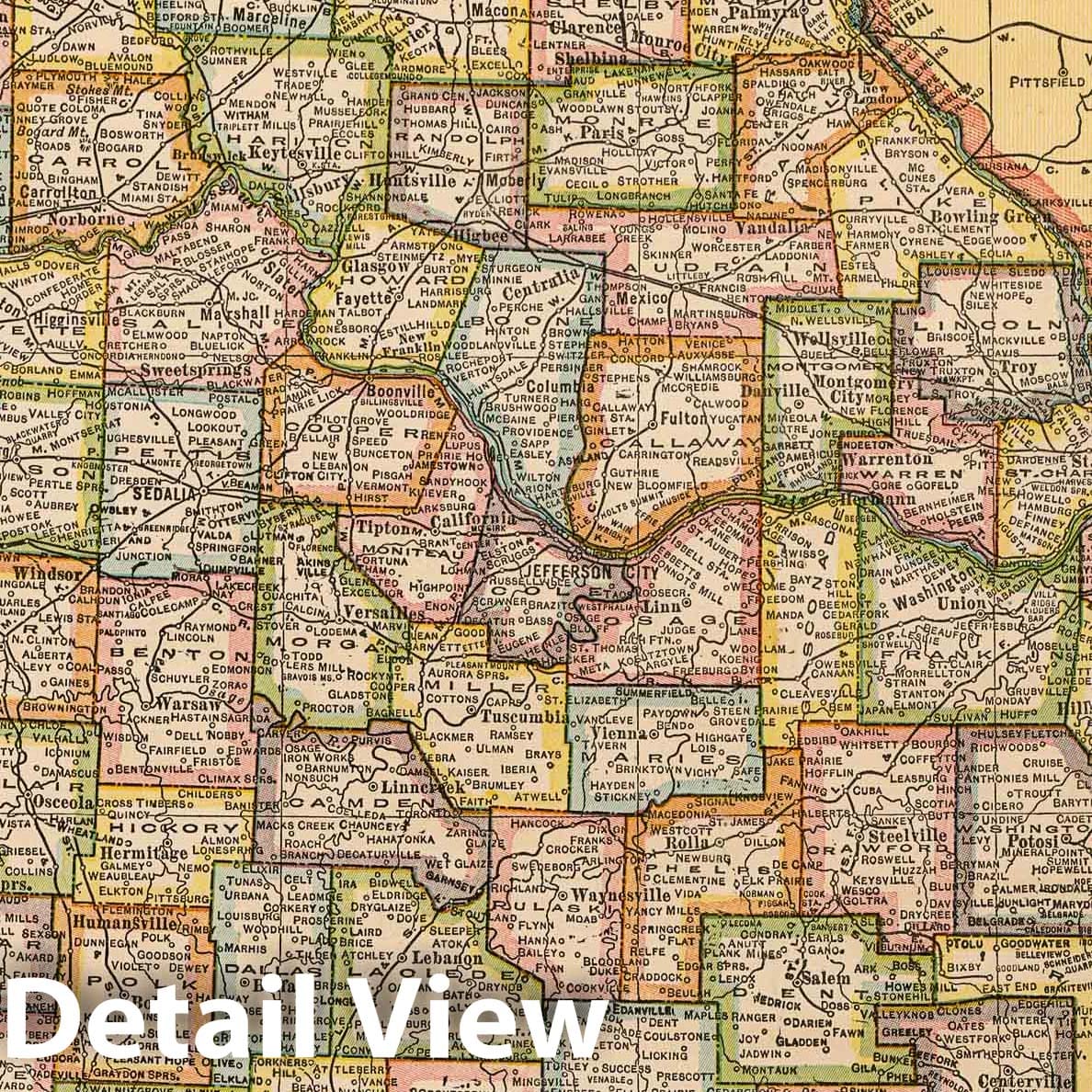 Missouri - Paved Road Map, 1927 - Historical Map Print