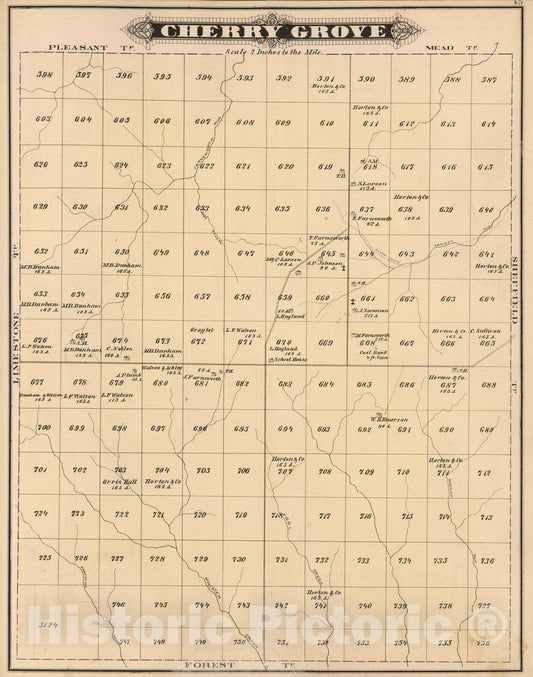 Historic Map : 1878 Cherry Grove, Warren County, Pennsylvania. - Vintage Wall Art