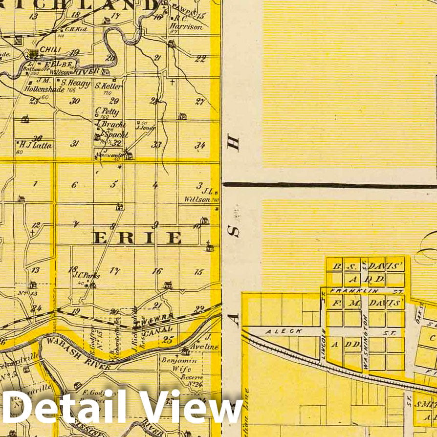 Miami County, Bunker Hill, Xenia, Indiana - Railroad Map, 1876