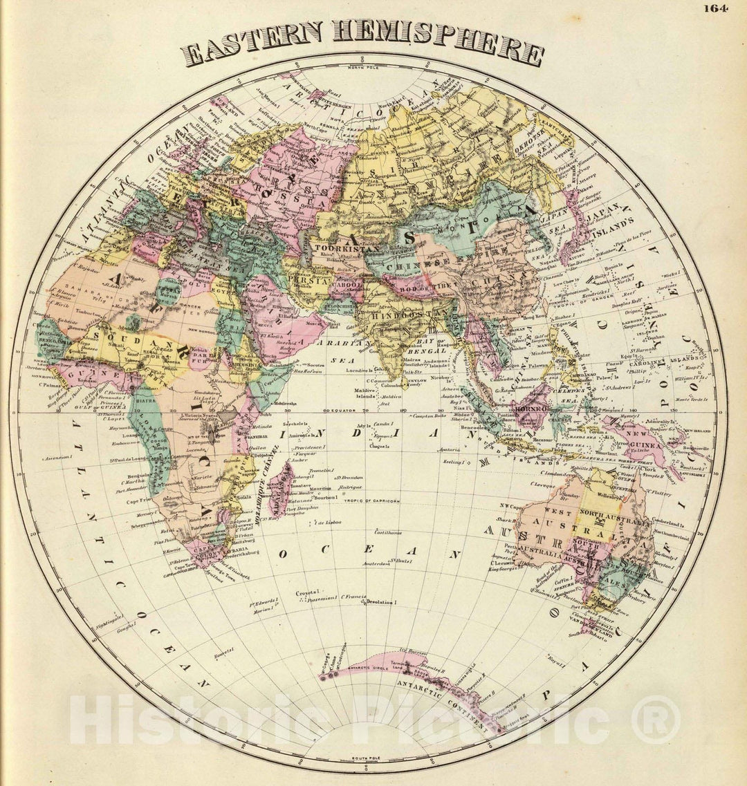 Historic Map : 1876 Eastern Hemisphere. v1 - Vintage Wall Art