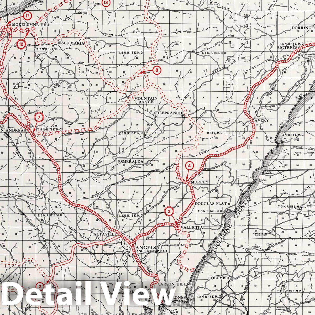 Calaveras County, California - Road Map, 1935