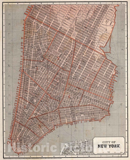Historic Map : National Atlas - 1845 City of New York - Vintage Wall Art