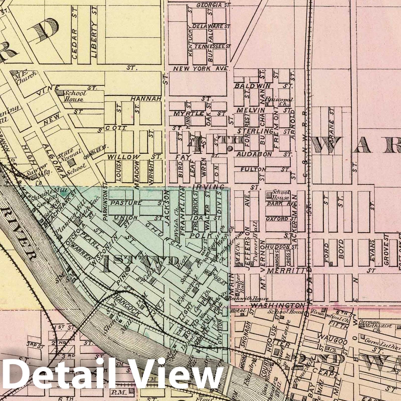 City of Oshkosh, Wisconsin 1878 Historical Map Print - Snyder Atlas