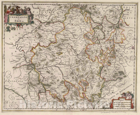 Historic Map : Luxembourg, Champagne , France 1682 Champaigne et Brie etc. , Vintage Wall Art
