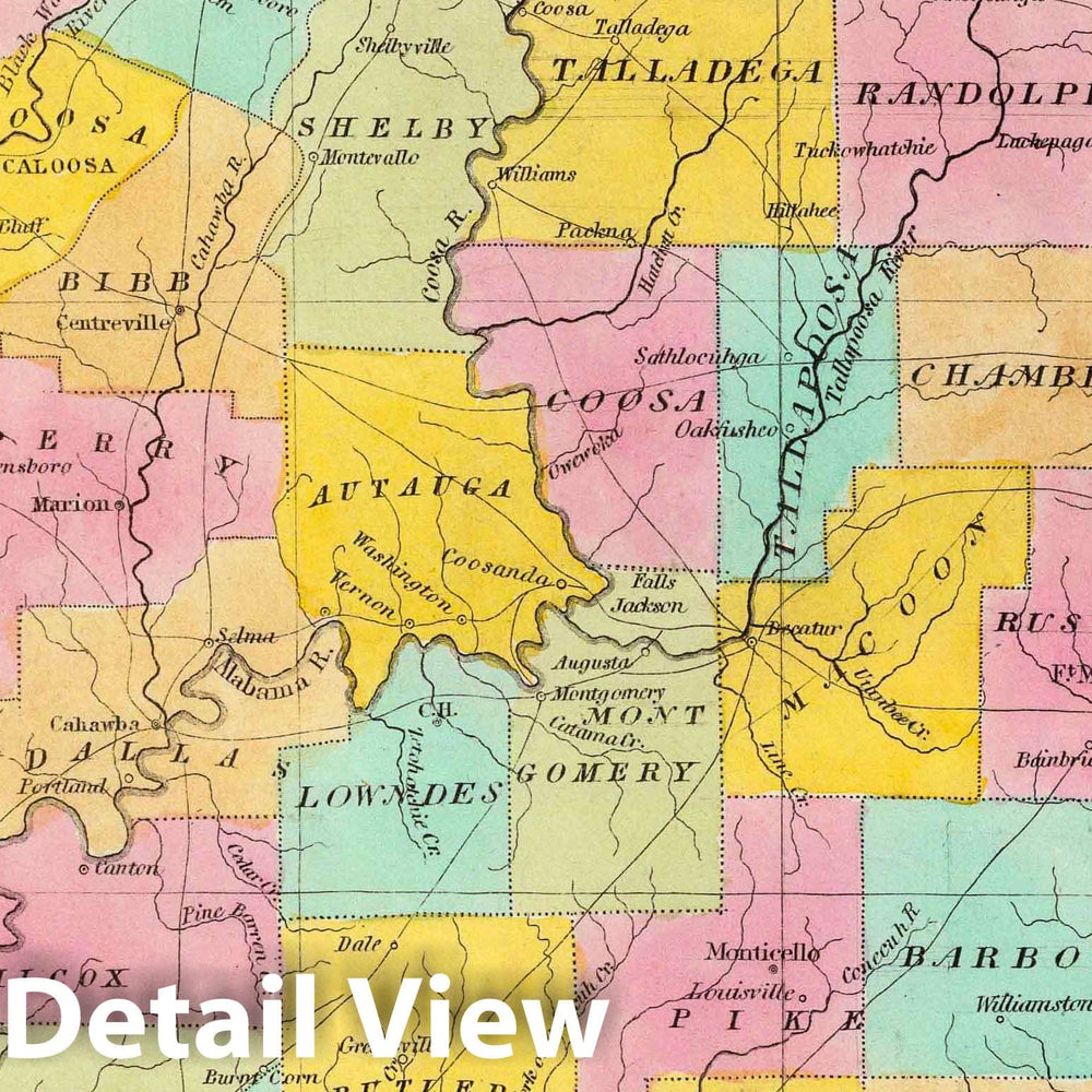 Historic Map : 1835 Map of the State of Alabama. - Vintage Wall Art