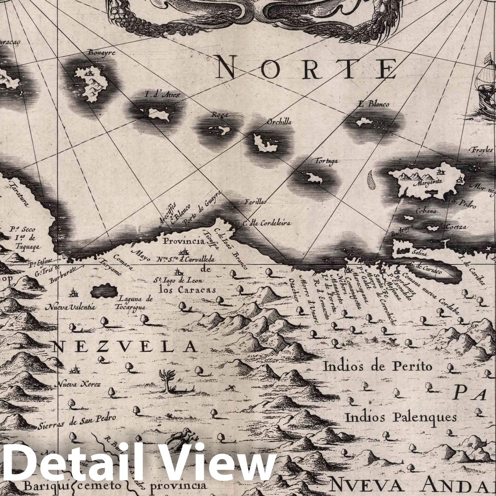 Venezuela and Southern New Andalusia, 1630 - Historical Map Print