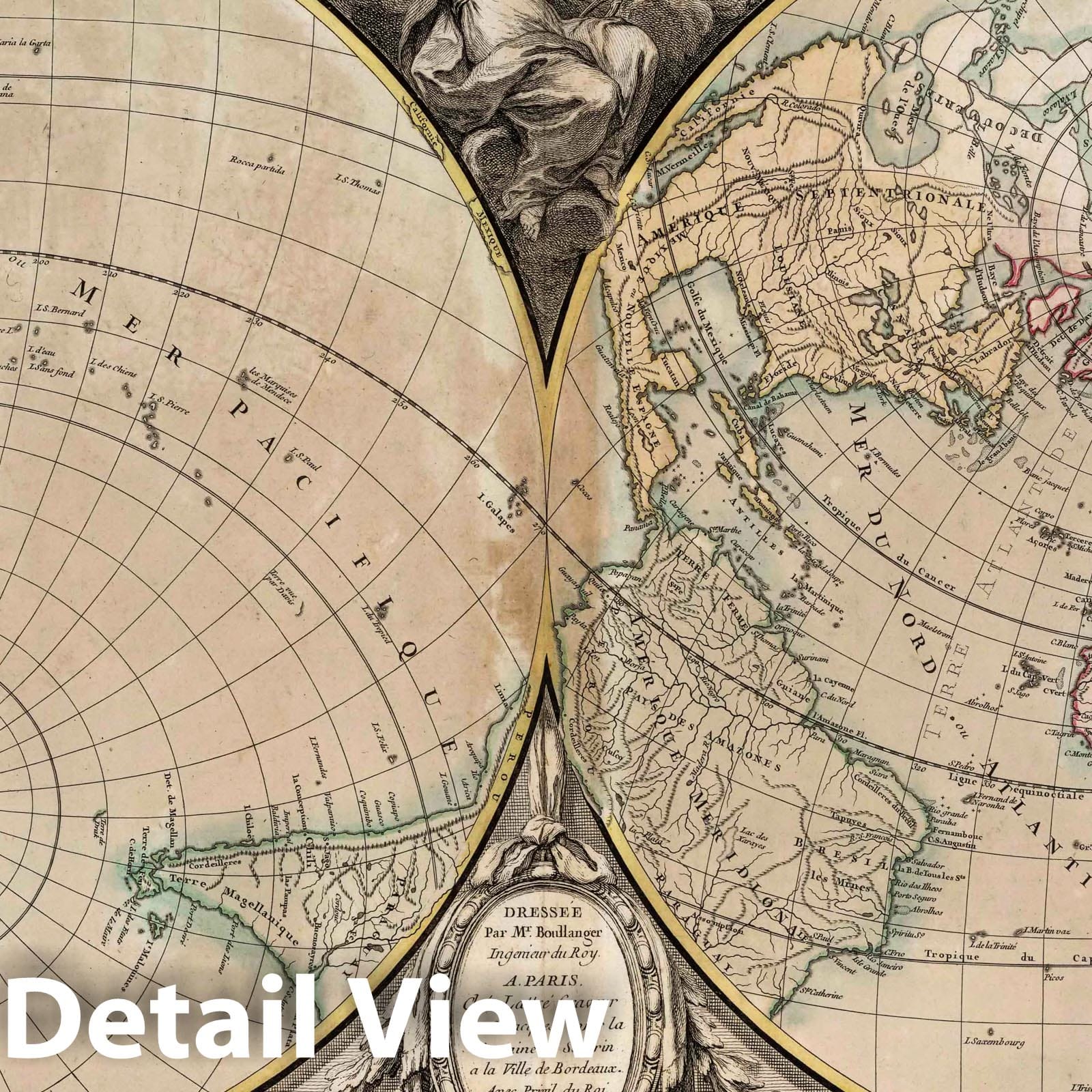World Map - River Map, 1760 - Hand-Colored Historical Map Print