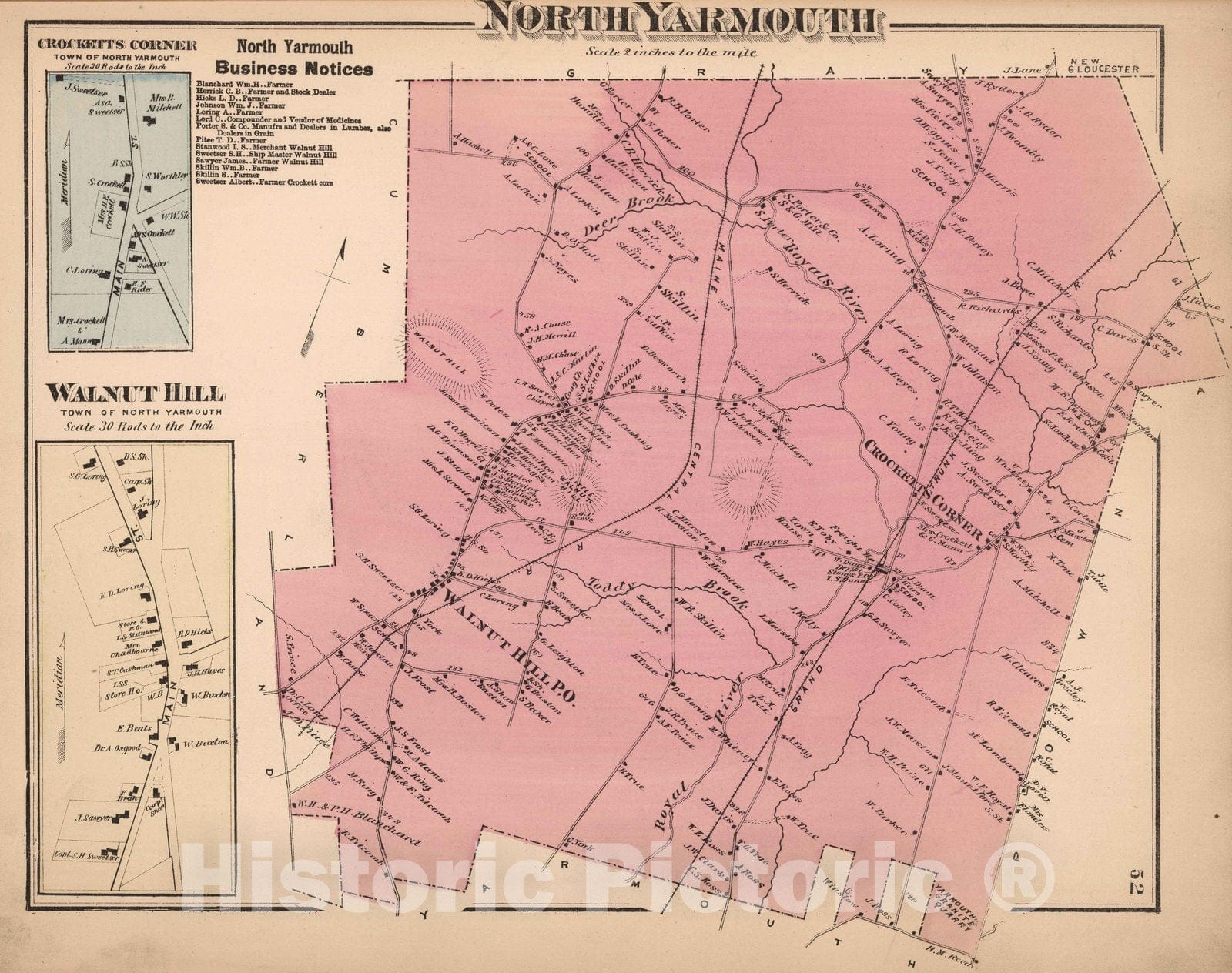 North Yarmouth, Cumberland County, Maine - Property Map, 1871