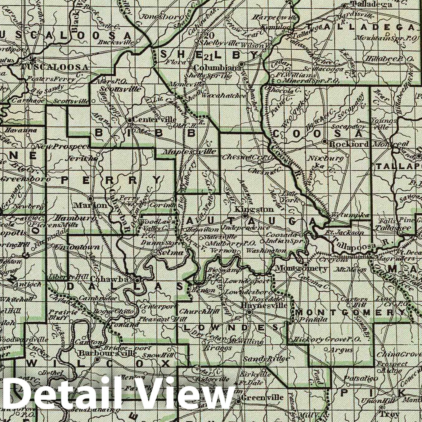 Alabama, 1845 - Historical Map Print from Morse's North American Atlas
