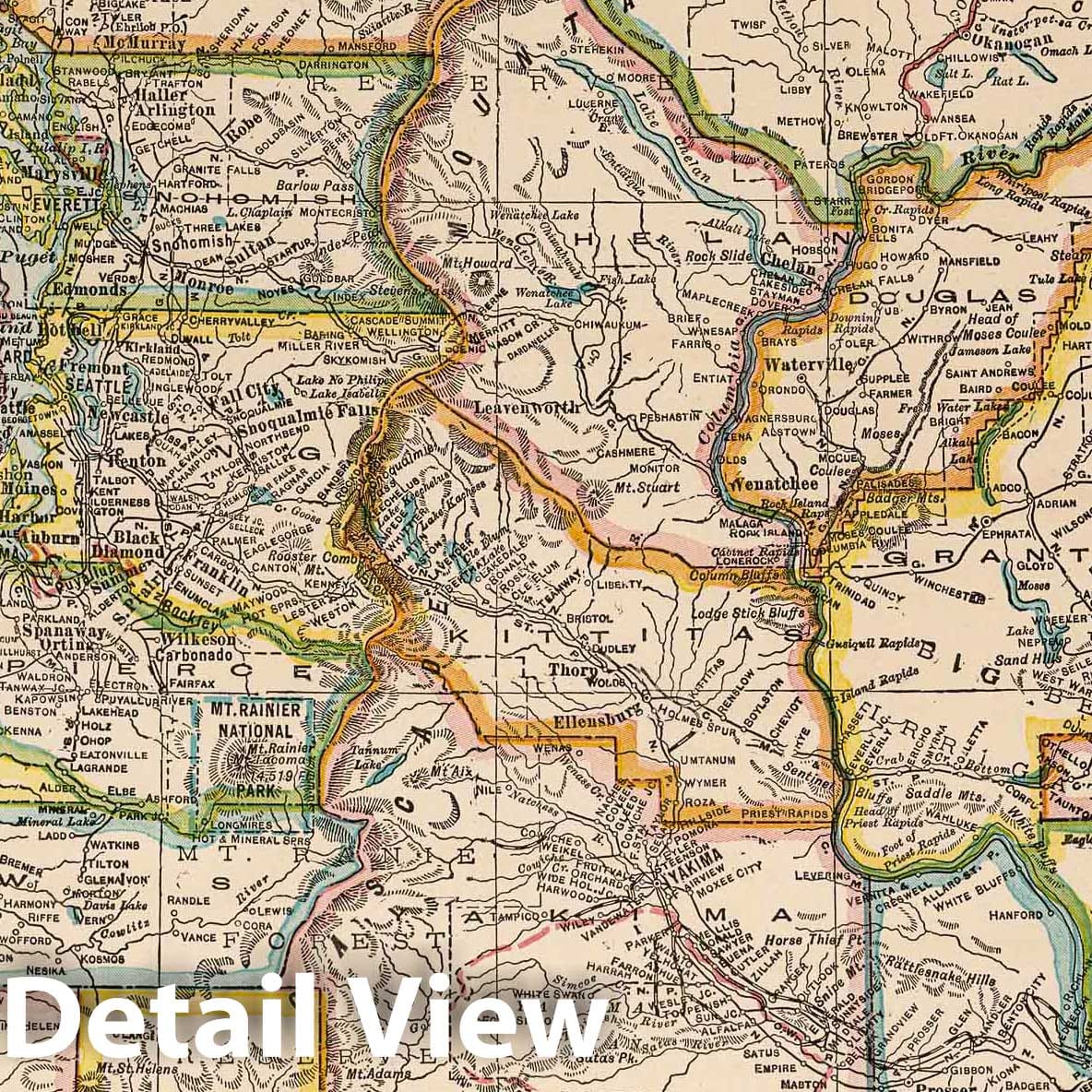 Washington - Road Map, 1927 - Historical Map Print