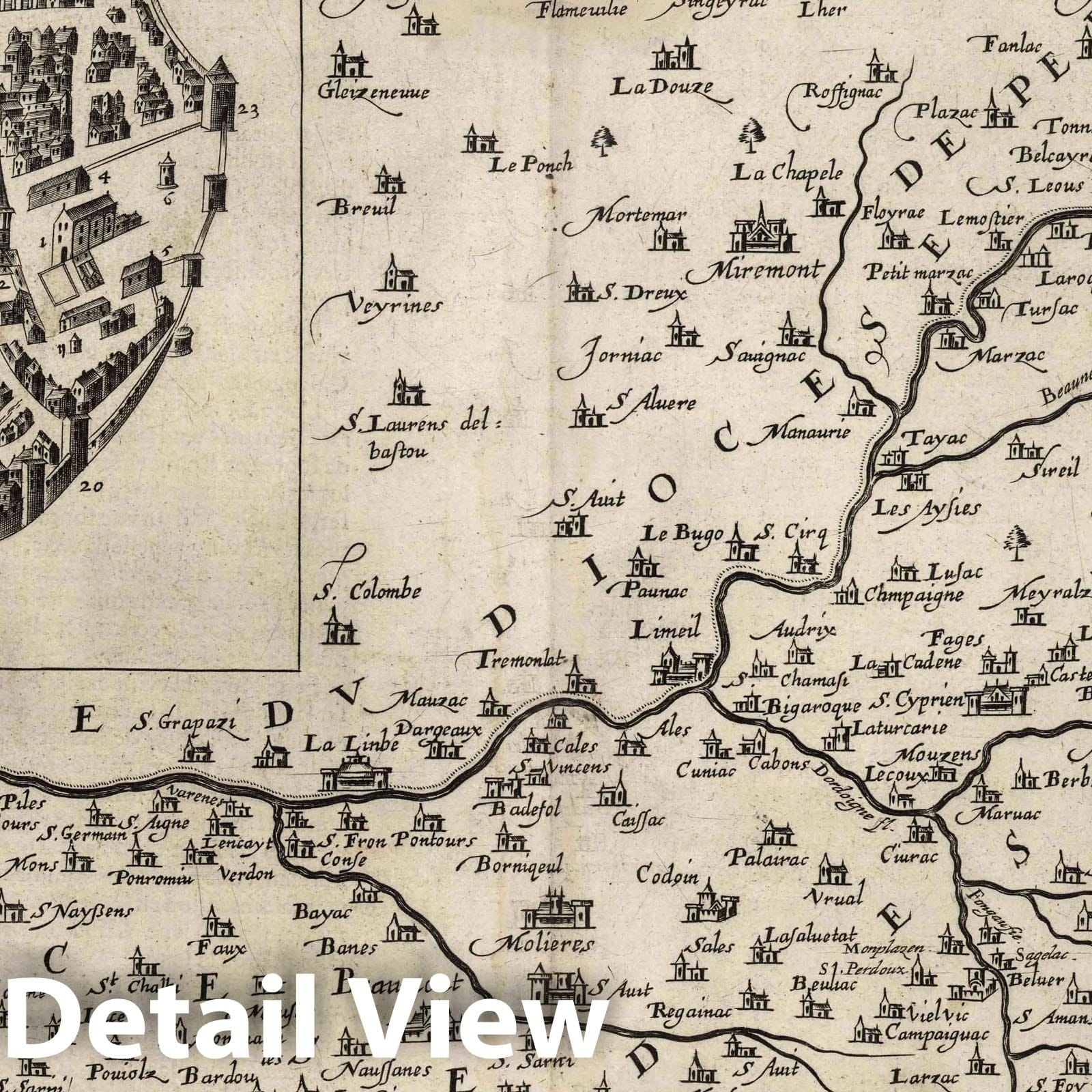 Sarlat and Perigord, 1624 - Historical Map Print
