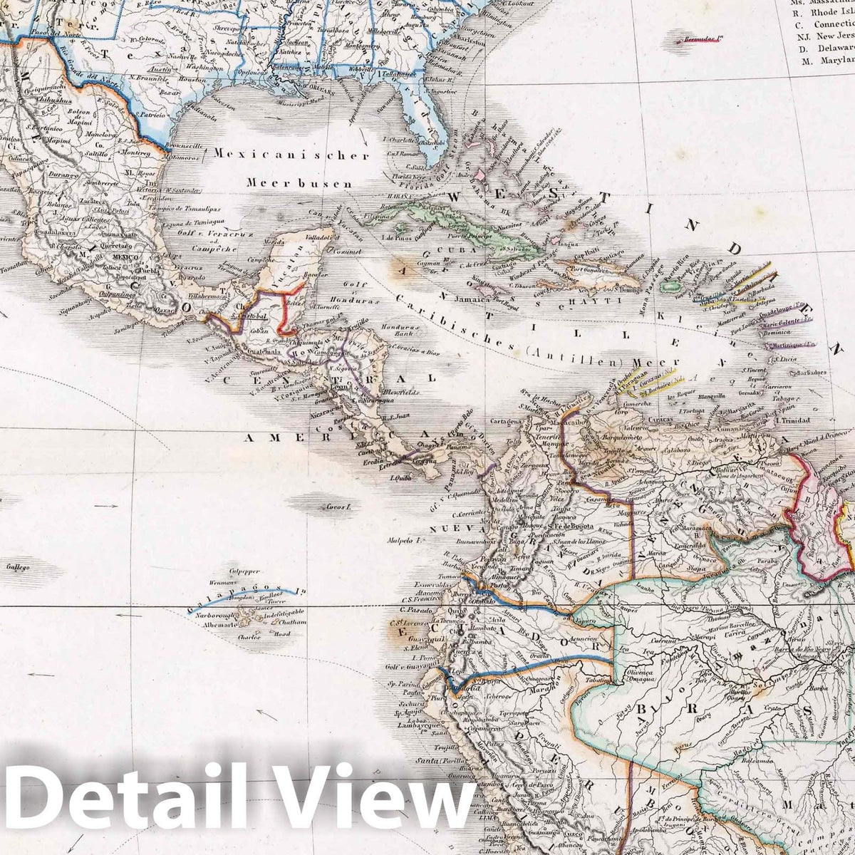 America, 1875 - Historical Map Print from Grosser Hand-Atlas